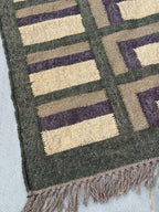 Maroon Volkskuns Kilim Tapytloper – Artisanaal-geweefde Wol Jute Mat, Volgens Maat Gemaak