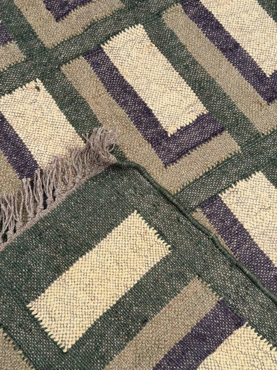 Maroon Volkskuns Kilim Tapytloper – Artisanaal-geweefde Wol Jute Mat, Volgens Maat Gemaak