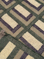 Maroon Volkskuns Kilim Tapytloper – Artisanaal-geweefde Wol Jute Mat, Volgens Maat Gemaak