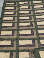 Maroon Volkskuns Kilim Tapytloper – Artisanaal-geweefde Wol Jute Mat, Volgens Maat Gemaak