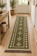 Maroon Volkskuns Kilim Tapytloper – Artisanaal-geweefde Wol Jute Mat, Volgens Maat Gemaak