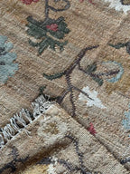 Jute and Cotton Floral Area Rug – Natural Beige & Powder Blue