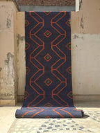 Handmade Wool & Jute Kilim Runner – Navy Angular Design