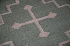 Handmade Olive Kilim Runner – Beige Stepped Geometric Design