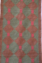 Maroon Volkskuns Kilim Tapytloper – Artisanaal-geweefde Wol Jute Mat, Volgens Maat Gemaak