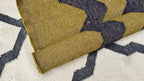 Handmade Wool & Jute Kilim Runner – Olive & Charcoal Zigzag