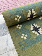 Maroon Volkskuns Kilim Tapytloper – Artisanaal-geweefde Wol Jute Mat, Volgens Maat Gemaak