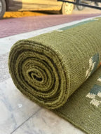 Maroon Volkskuns Kilim Tapytloper – Artisanaal-geweefde Wol Jute Mat, Volgens Maat Gemaak