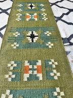Maroon Volkskuns Kilim Tapytloper – Artisanaal-geweefde Wol Jute Mat, Volgens Maat Gemaak