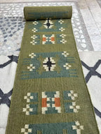 Maroon Volkskuns Kilim Tapytloper – Artisanaal-geweefde Wol Jute Mat, Volgens Maat Gemaak