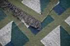 Handmade Kilim Runner – Olive, Teal & Beige Geometric Panels