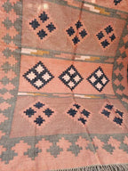 Houtskool Juweelkleurige Kilim Dhurrie – Handgeweefde Wol Jute Pronkmat