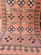 Houtskool Juweelkleurige Kilim Dhurrie – Handgeweefde Wol Jute Pronkmat