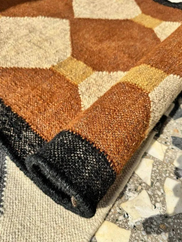 Maroon Volkskuns Kilim Tapytloper – Artisanaal-geweefde Wol Jute Mat, Volgens Maat Gemaak