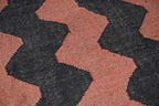 Handmade Wool & Jute Kilim Runner – Rust & Black Zigzag