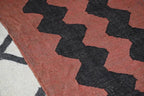 Handmade Wool & Jute Kilim Runner – Rust & Black Zigzag