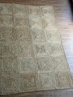 Handgevlegte Chevron Jute-mat – Beige en wit geometriese natuurlike veselmat