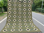 Houtskool Juweelkleurige Kilim Dhurrie – Handgeweefde Wol Jute Pronkmat