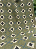 Houtskool Juweelkleurige Kilim Dhurrie – Handgeweefde Wol Jute Pronkmat