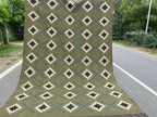 Houtskool Juweelkleurige Kilim Dhurrie – Handgeweefde Wol Jute Pronkmat