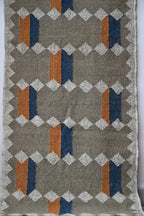 Handmade Wool & Jute Kilim Runner – Taupe Diamond Design