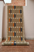 Handmade Wool & Jute Kilim Runner – Taupe Diamond Design