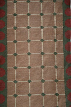 Handmade Grid Kilim Runner – Taupe with Green & Red
