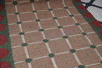 Handmade Grid Kilim Runner – Taupe with Green & Red